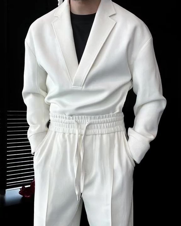 Men's Zippered Silk Pullover and Pants Set