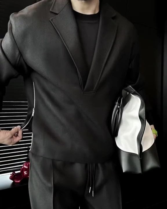Men's Zippered Silk Pullover and Pants Set