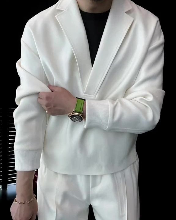 Men's Zippered Silk Pullover and Pants Set