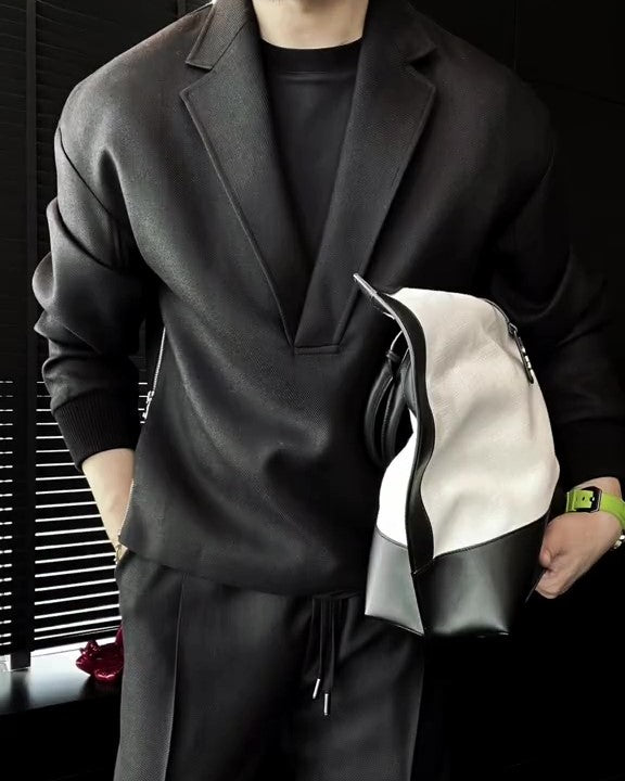 Men's Zippered Silk Pullover and Pants Set