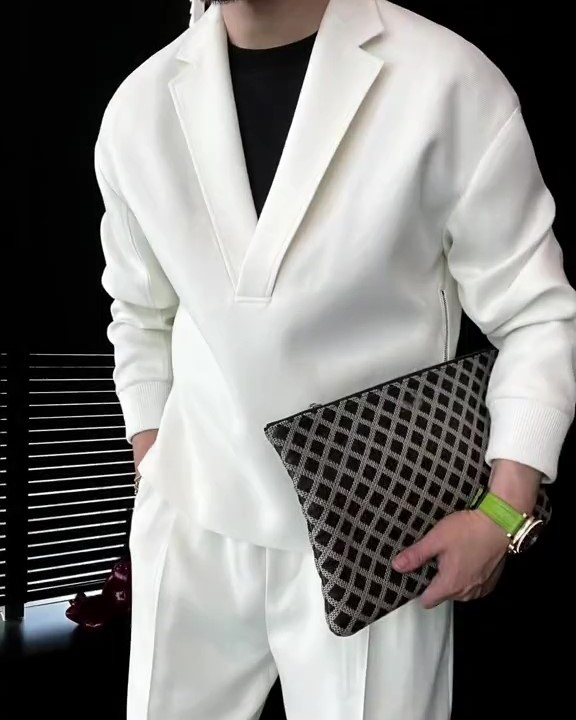 Men's Zippered Silk Pullover and Pants Set