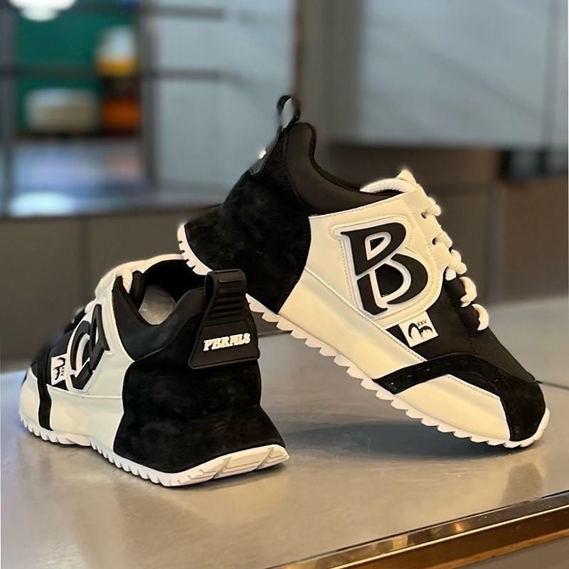B Suede Arch-Support Heightening Sneakers