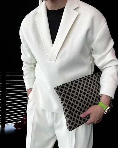 Men's Zippered Silk Pullover and Pants Set