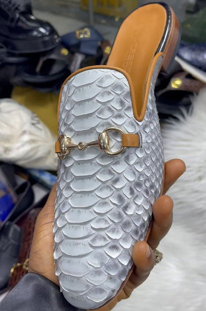 White Designers Leather Slippers
