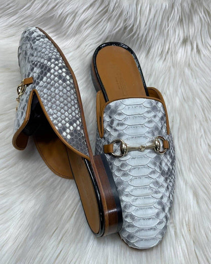 White Designers Leather Slippers