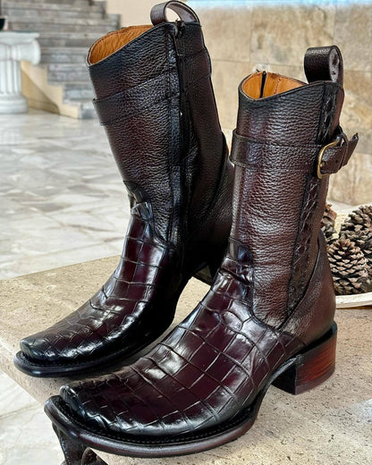 Men's Denim Genuine Leather Casual Boots