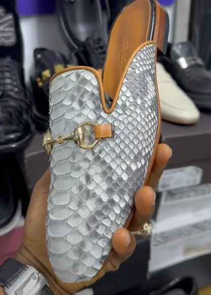 White Designers Leather Slippers