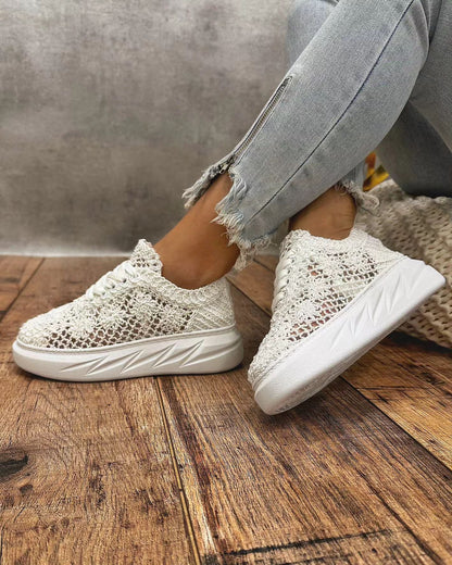 Women's woven Pattern Hollow Shoes